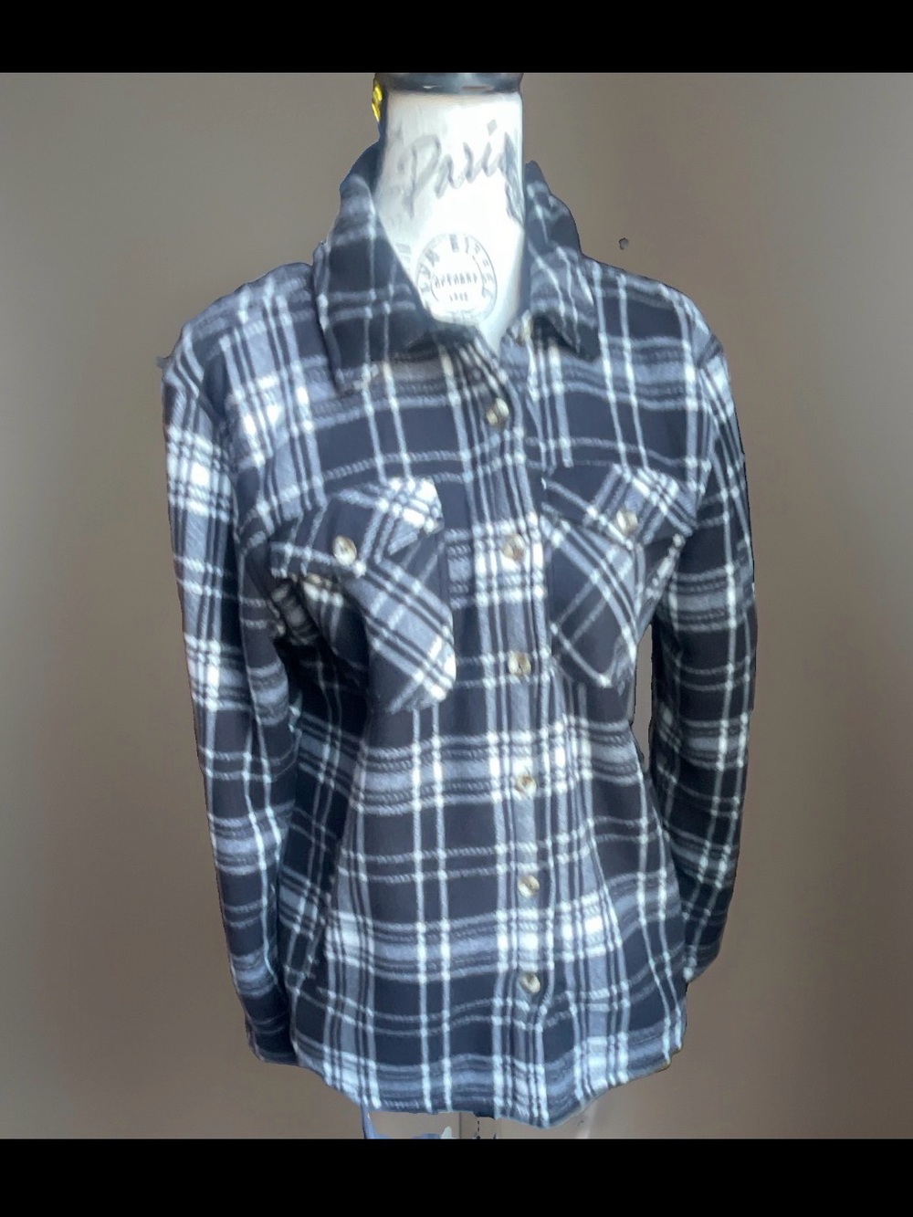 Sage Black & White Plaid Teddy Jacket